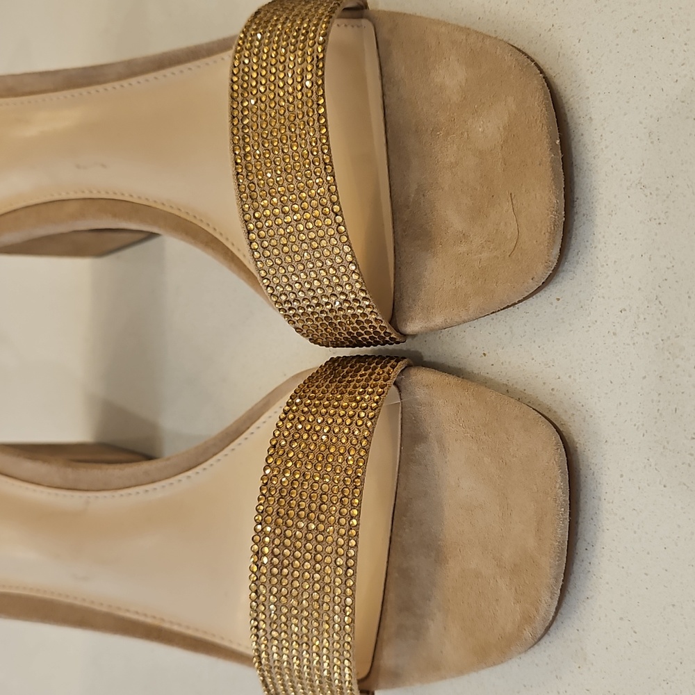 Vince Camuto Tan Suede Block Heel Sandals sz 10 - Picture 5 of 9